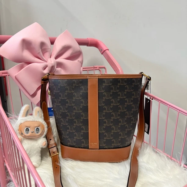 99新 Celine/思琳 老花小号号水桶斜挎包/4137