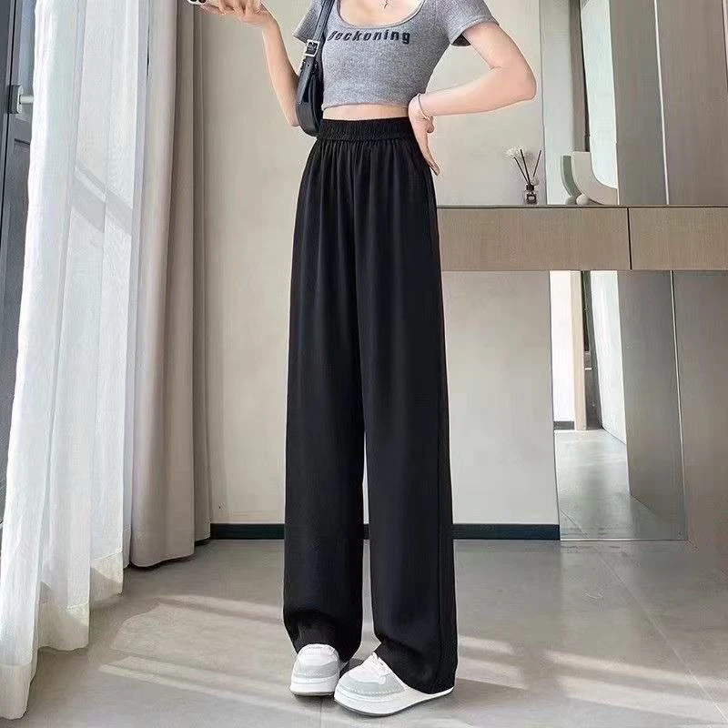 夏季薄款冰丝阔腿裤慵懒风高腰宽松垂感山本裤