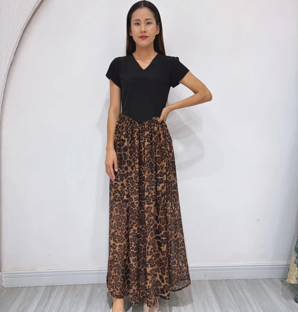 时尚国风设计夏季轻奢拼接假两件显瘦连衣裙