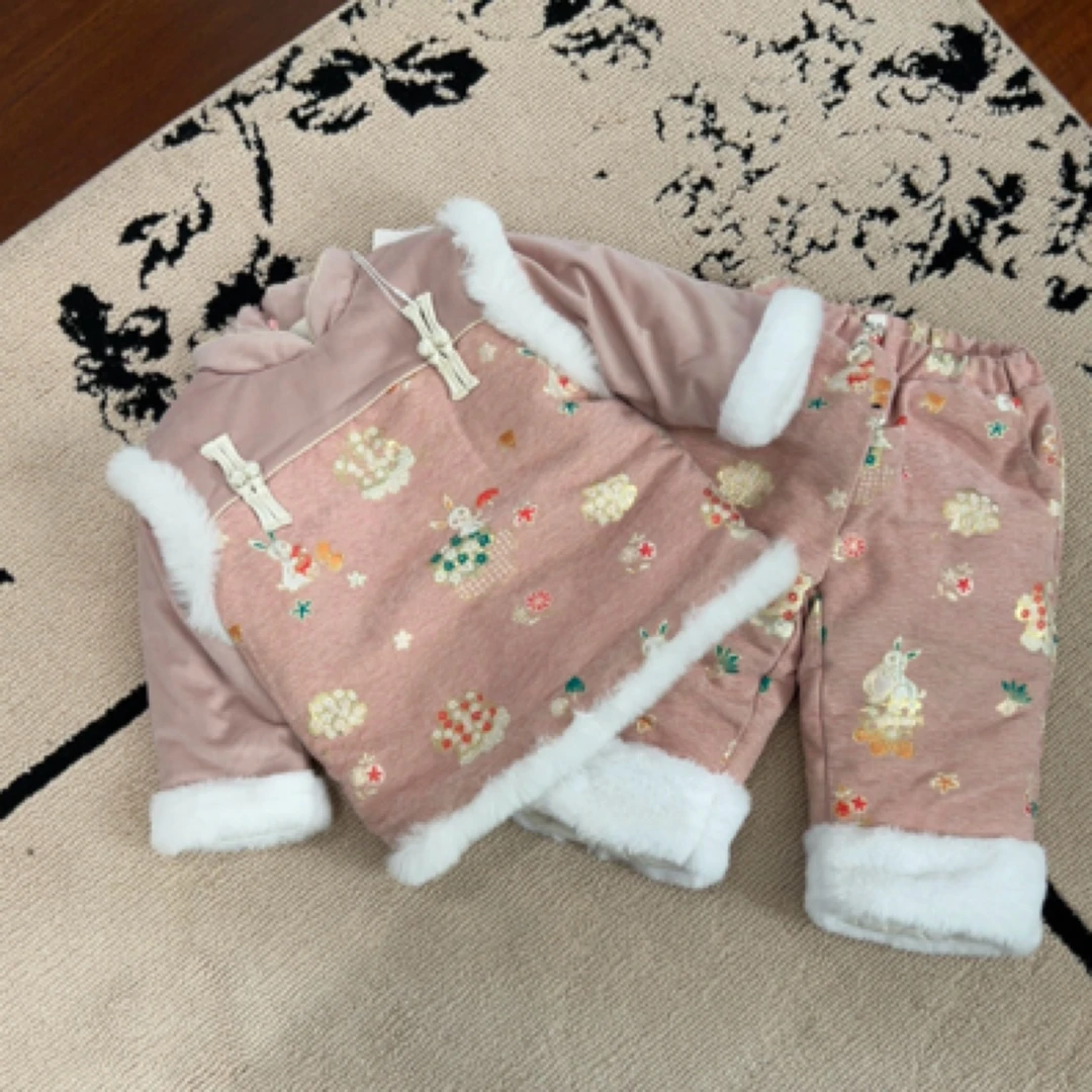 【编号C14】td2393-09-儿童批印兔套装年服粉色-MGF