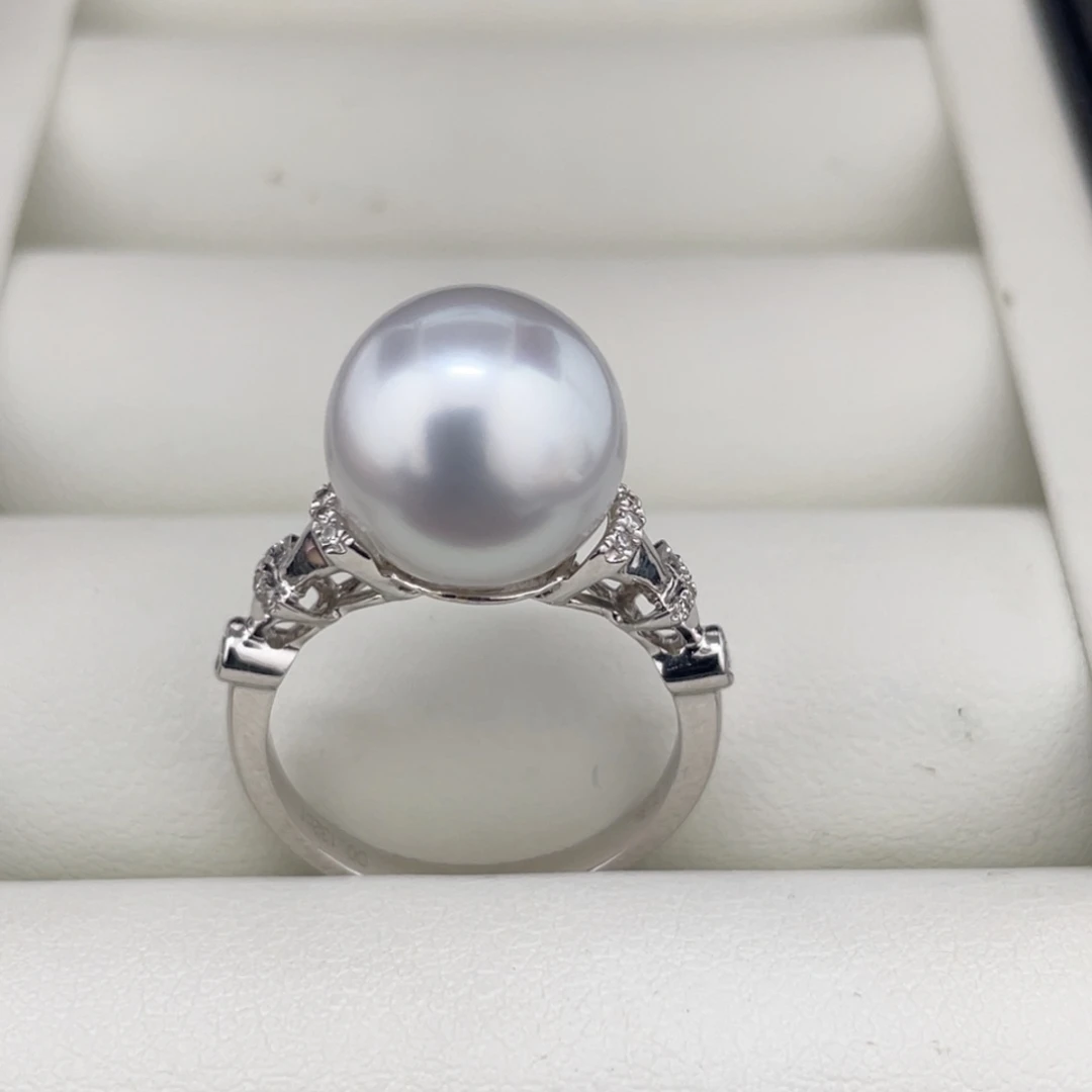 定制海水珍珠18K金镶嵌戒指/指环