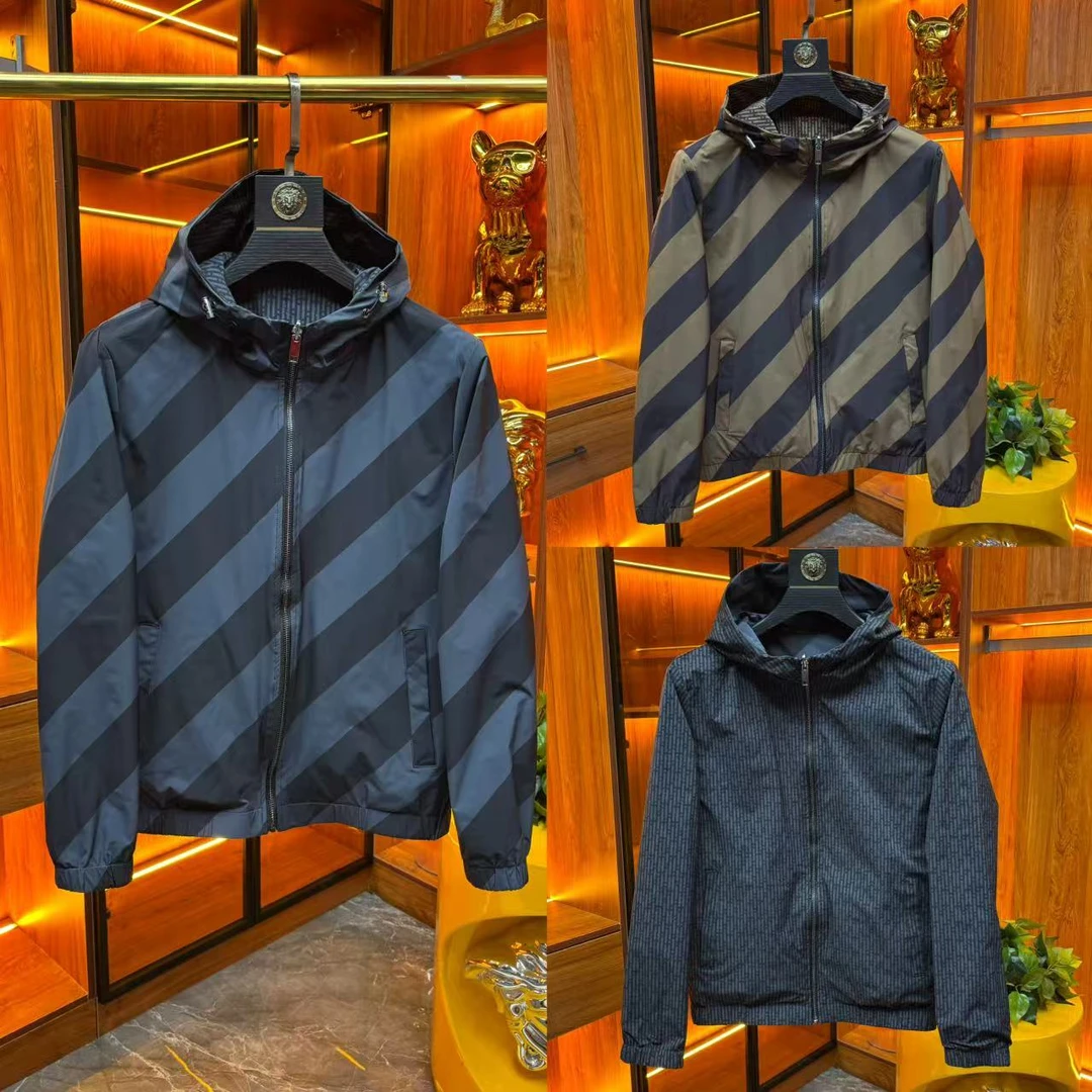 2501夹克春夏男款春季格子连帽男装双面服休闲时尚夹克外套