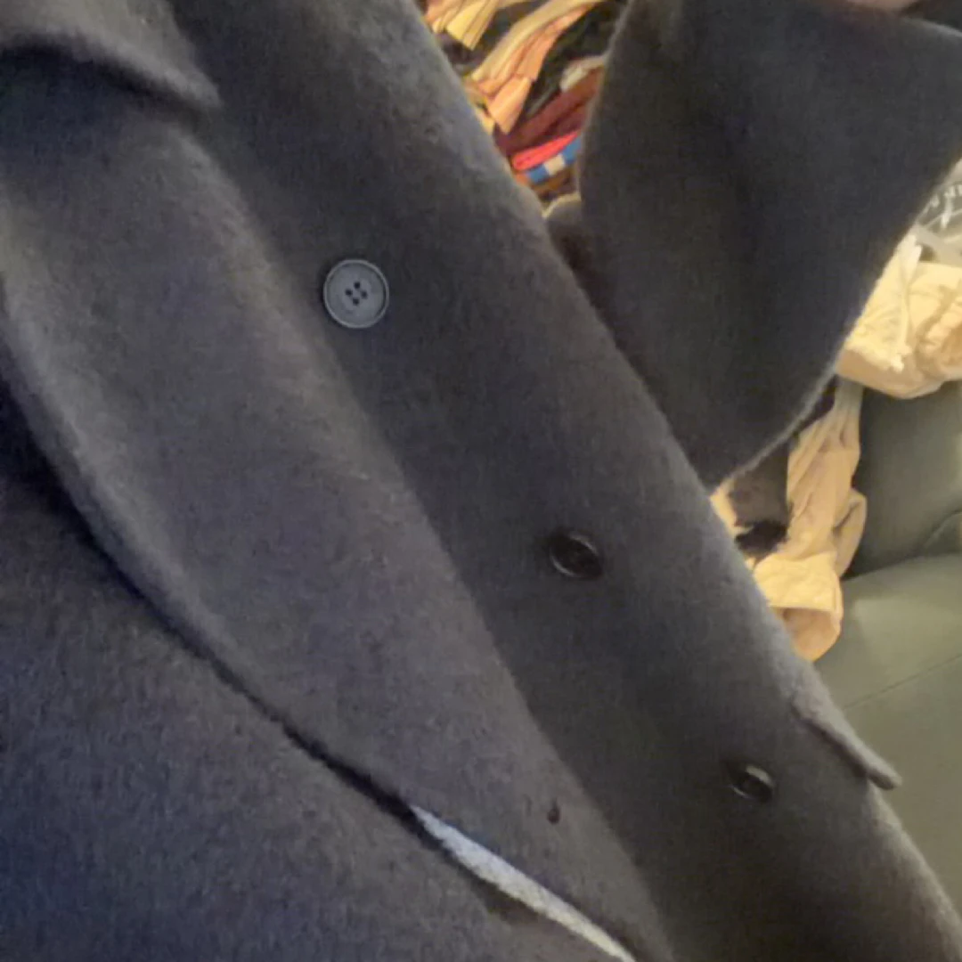 ［小小布］no退换-东大门正品o5u藏蓝色双排扣大衣外套