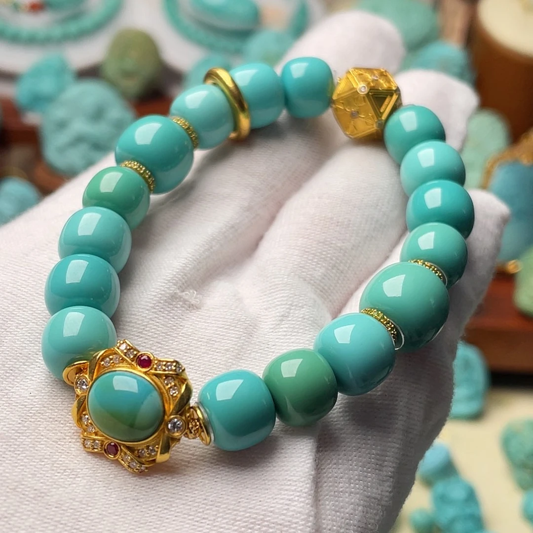 绿松石珠宝奇石18K金镶嵌