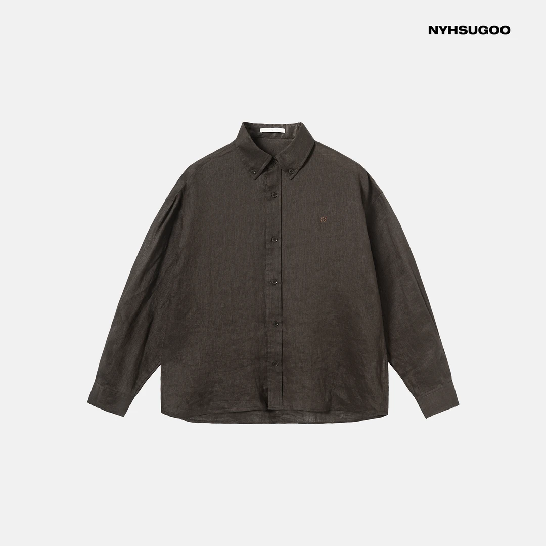 NYHSUGOO/南乙致橡树天然100%亚麻衬衫男士夏季3649意式休闲衬衣