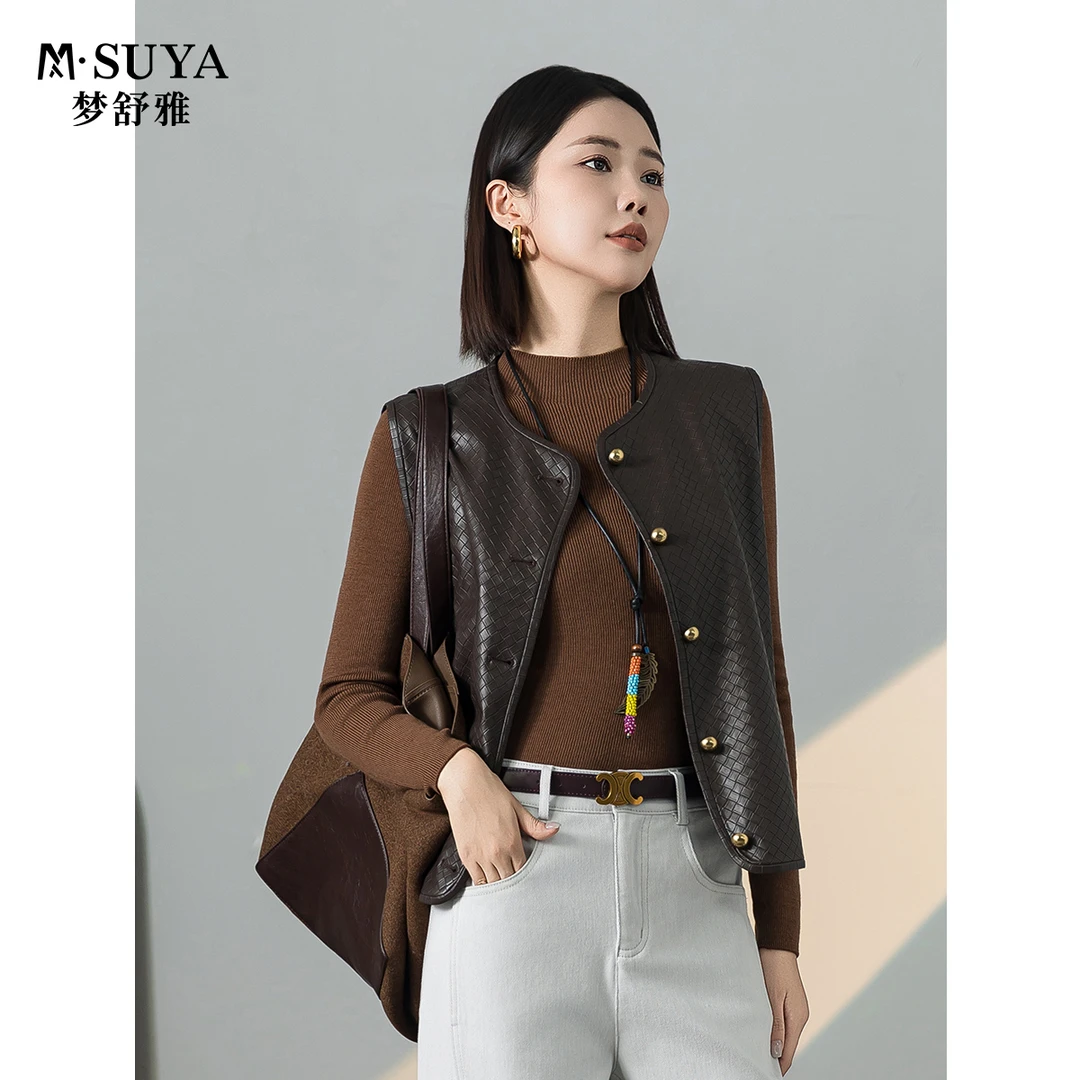 M·SUYA/梦舒雅新款复古洋气显瘦百搭时尚休闲无袖马甲