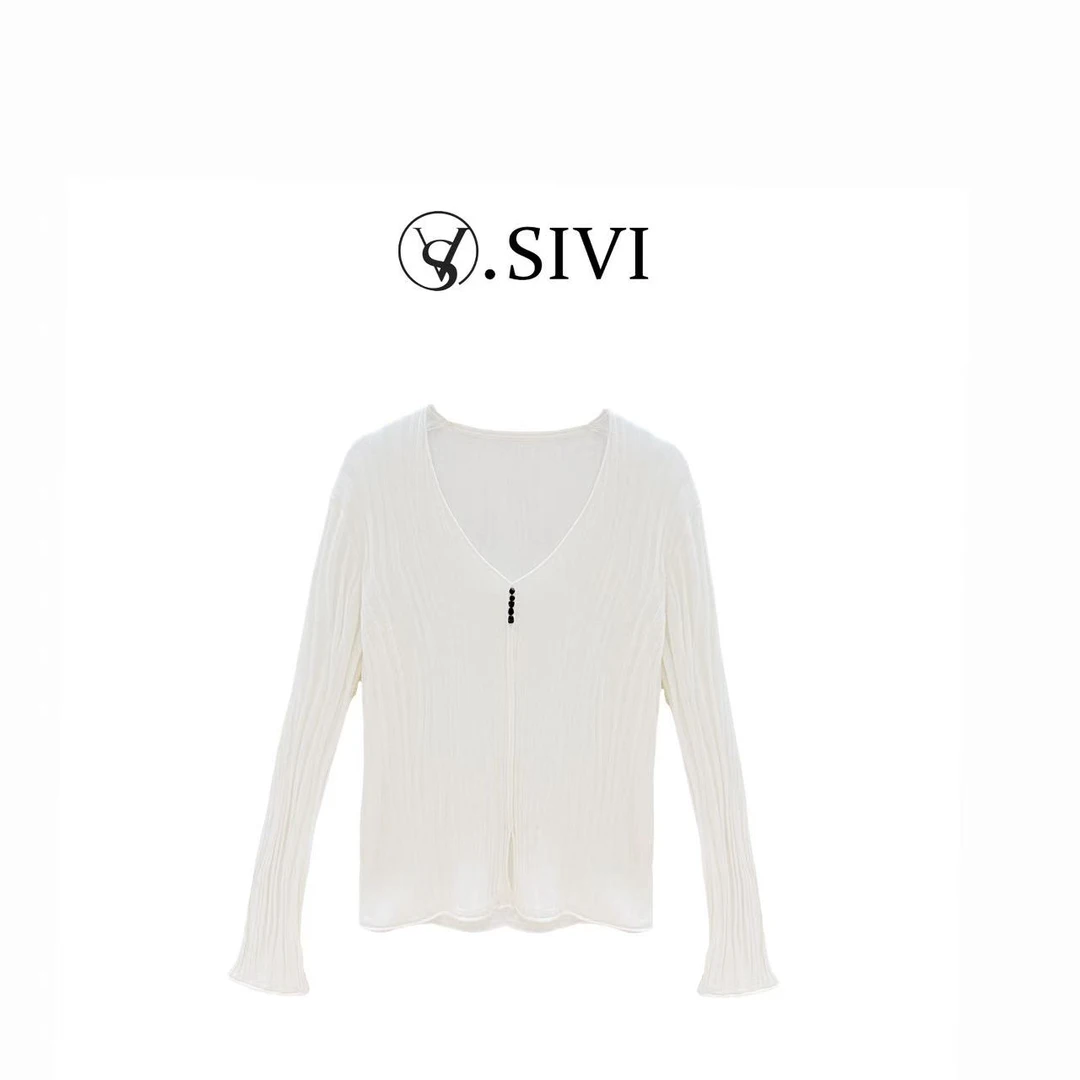 熙薇【 雁归云淡】2025早秋新款气质时尚百搭修身潮流长袖上衣H3722