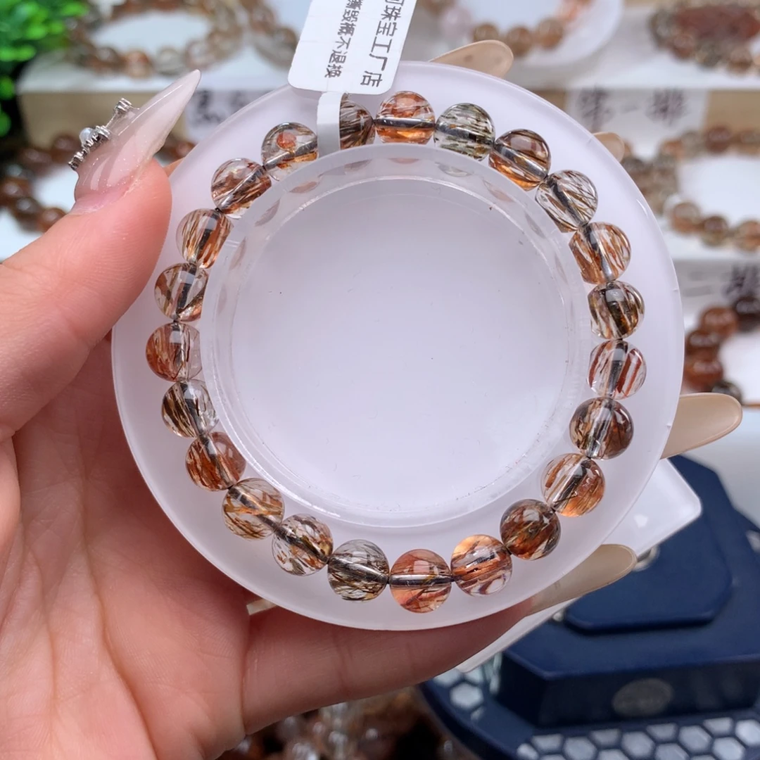 水晶手串未镶嵌黑金超七多样性发其一