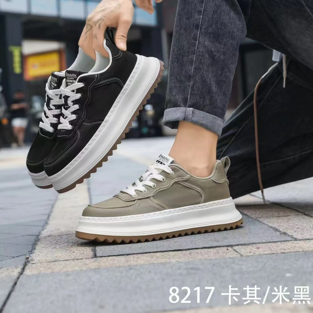 男鞋2025新款夏季潮流百搭透气板鞋男士厚底增高运动休闲冰丝布鞋