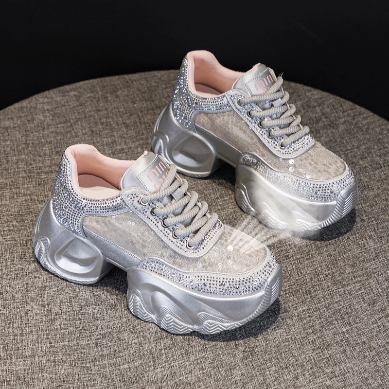 增高8CM轻奢真皮老爹鞋女网面透气鞋子女款爆款2025新款单网女鞋