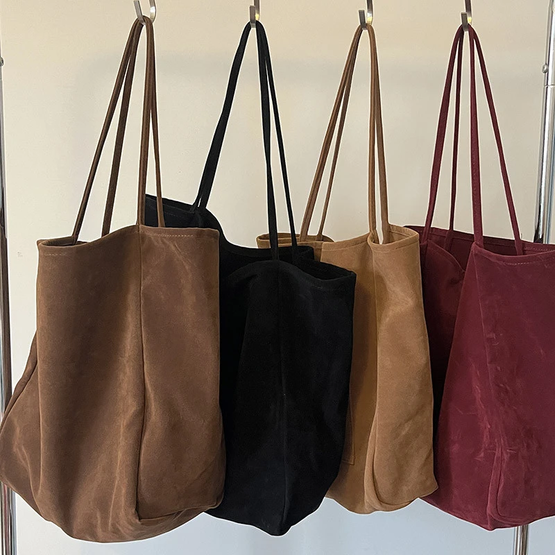 秋冬新款麂皮绒大容量通勤托特包女韩系ins休闲慵懒风单肩腋下包