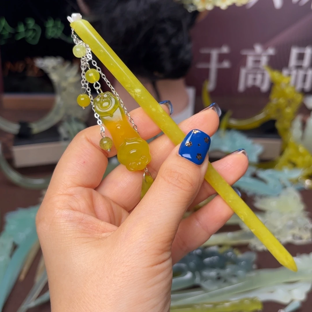 蛇纹石玉合金发饰