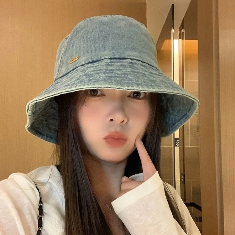 097-水洗牛仔渔夫帽子女2025新款百搭防晒遮阳帽高级感显脸小盆帽