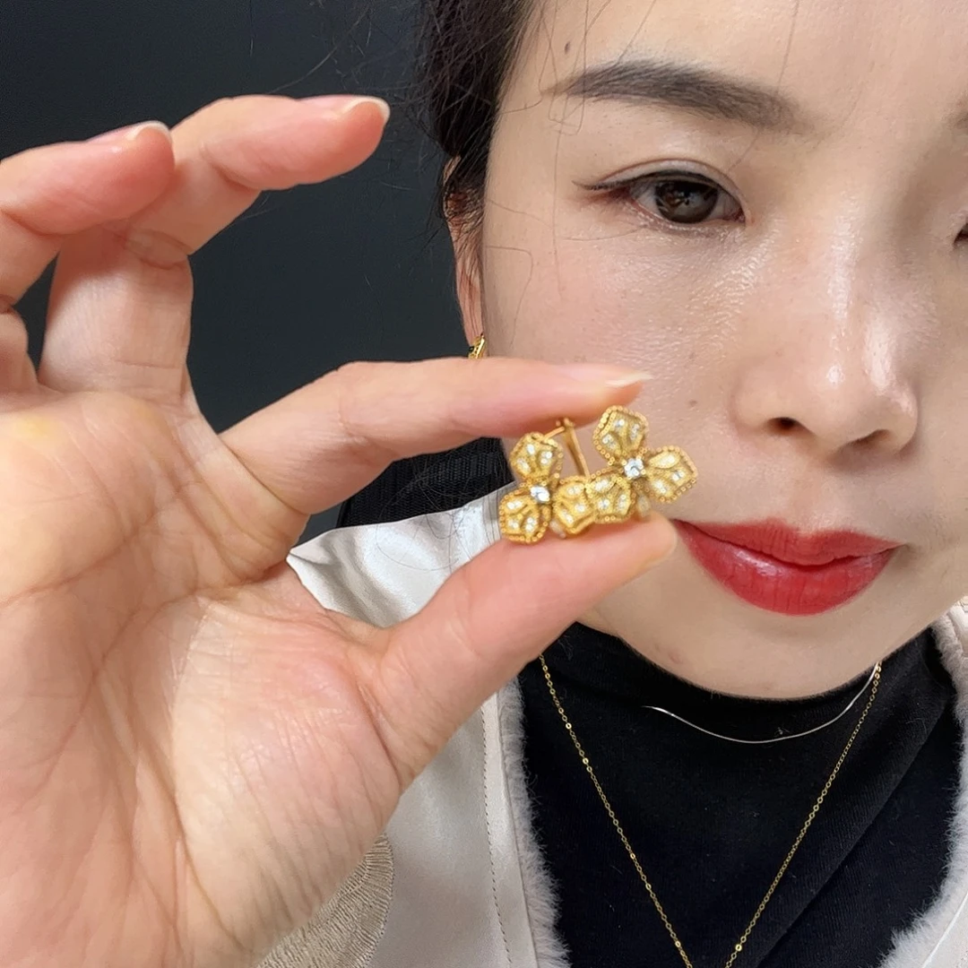 翡翠银S925镶嵌耳饰天然翡翠