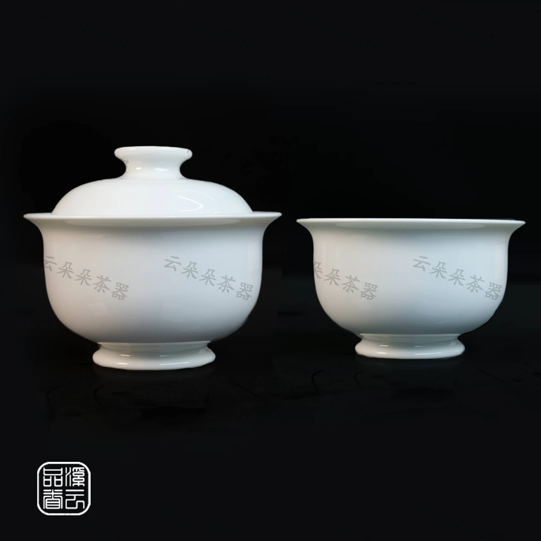 溪云品眷景德镇陶瓷白瓷盖碗+单杯