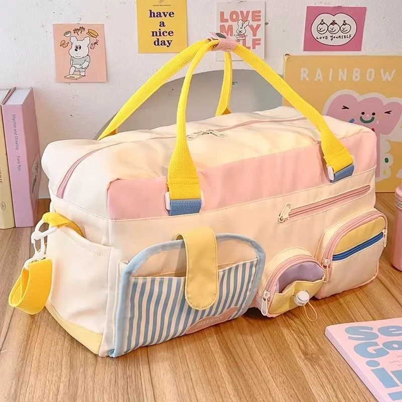 休闲健身包个性小众大容量短途收纳行李包多巴胺货架手提旅行包