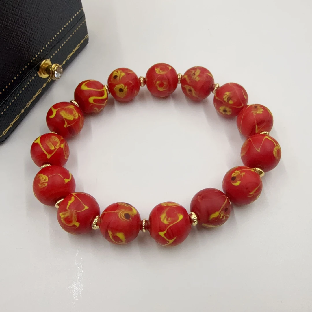 4116  红色圆珠珠手串时尚百搭多样性发货