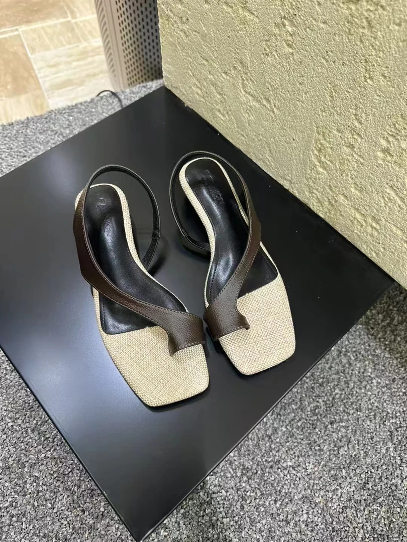 HF（9XZF2581#)法式优雅 简约方头套趾凉鞋 9-526