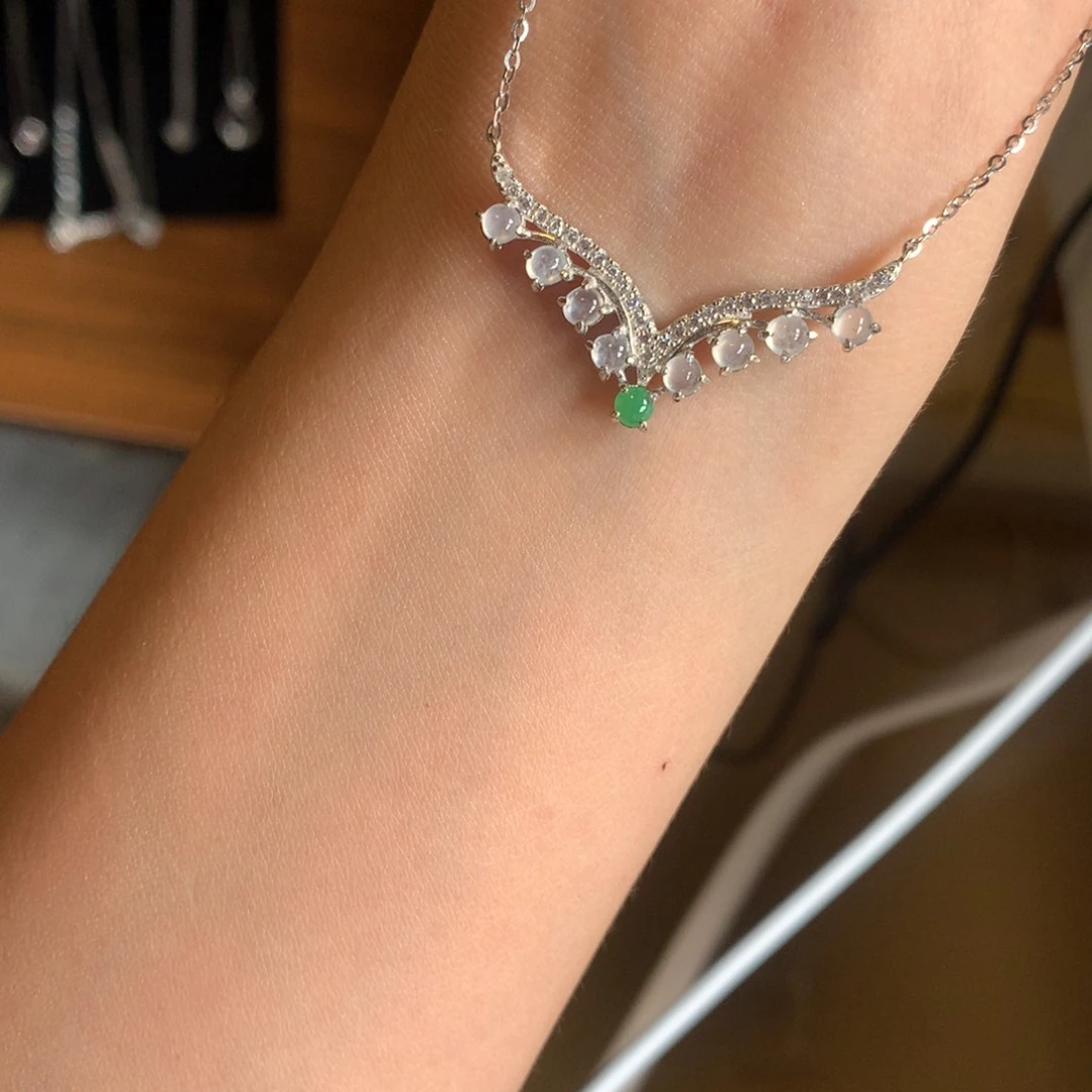 翡翠戒指银S925镶嵌项链5