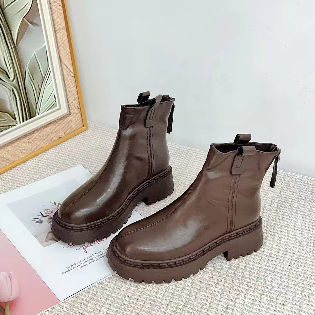 56633 新款时尚厚底法式瘦瘦靴时装短靴四季款