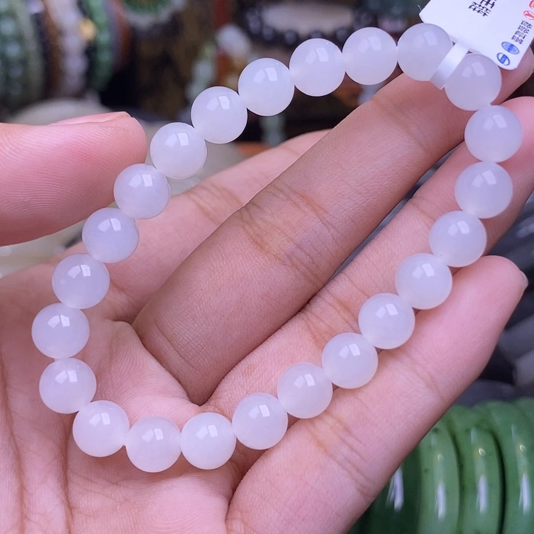 手链未镶嵌和田玉白玉手串8mm