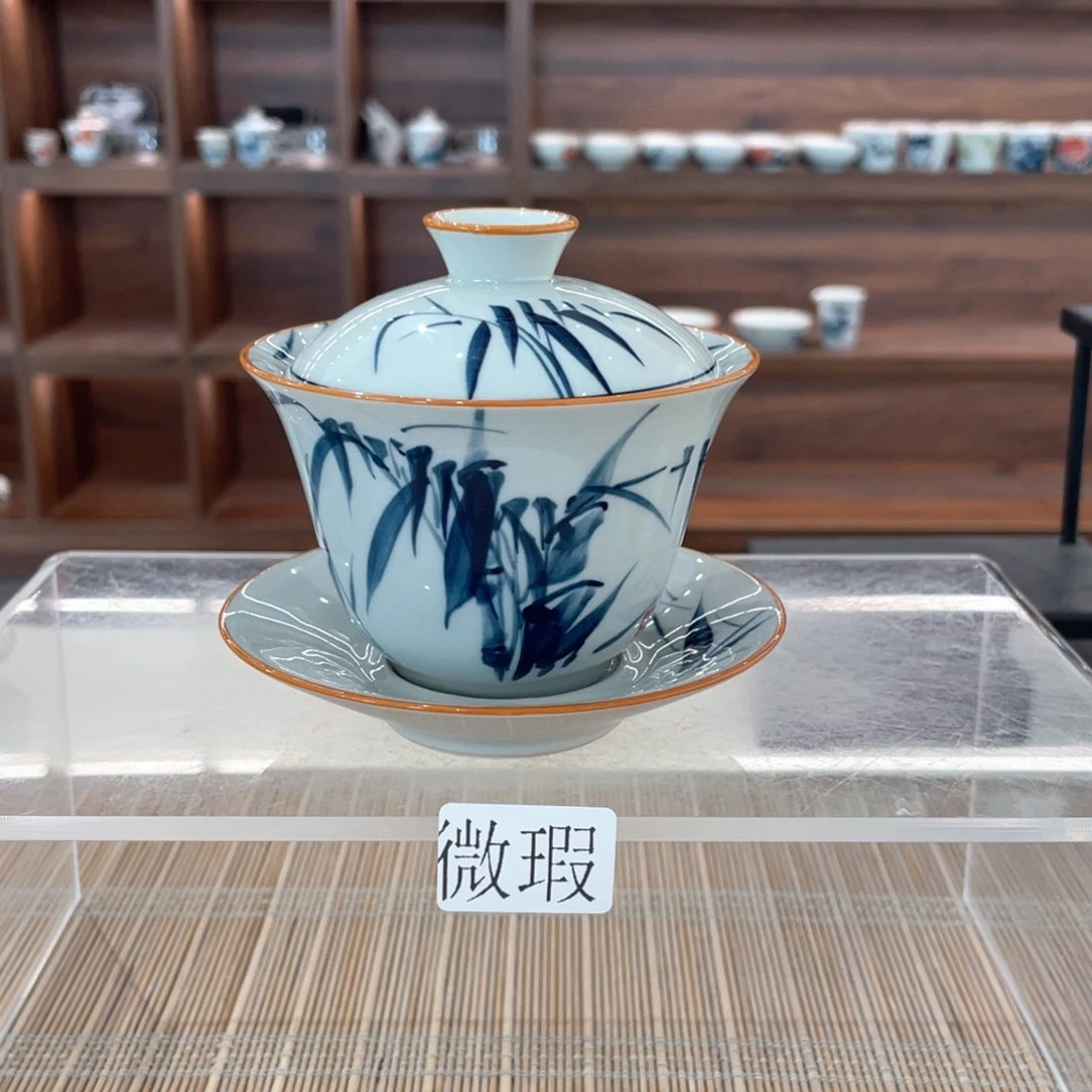 纯手绘釉下彩微瑕