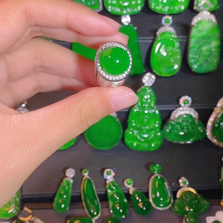 翡翠银S925镶嵌戒指uu