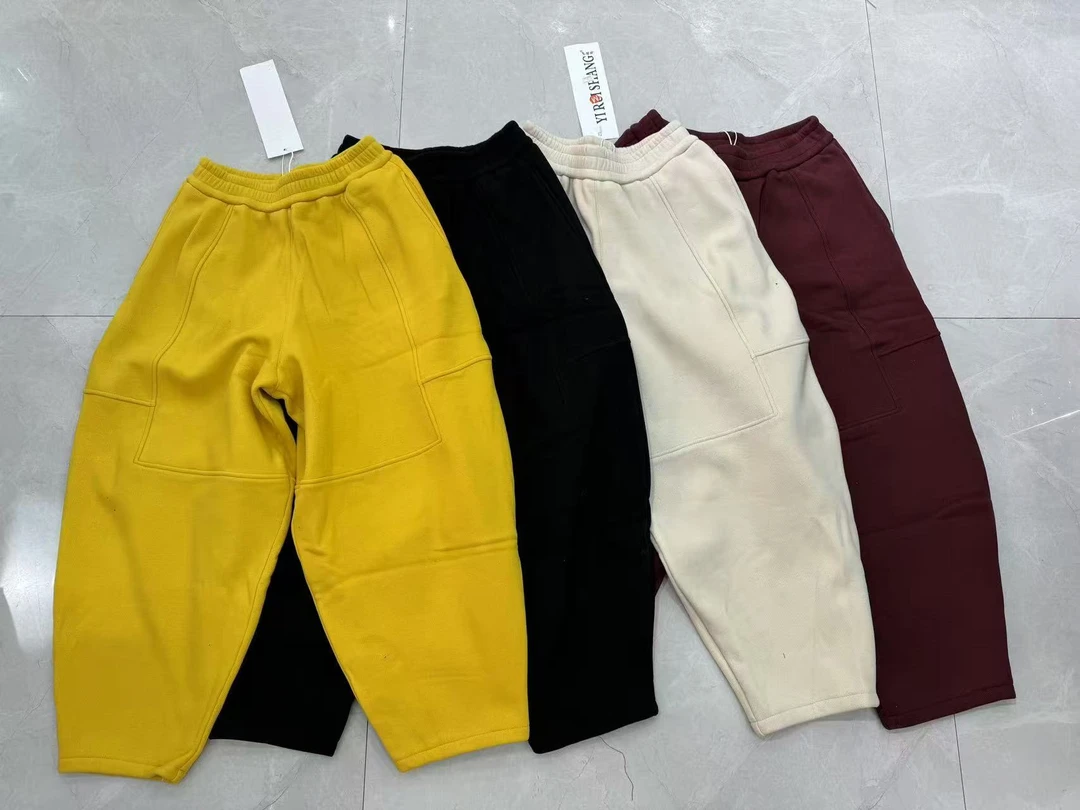 【清版特价一条过冬】加绒加厚拼接压纹纯色简约减龄休闲卫裤