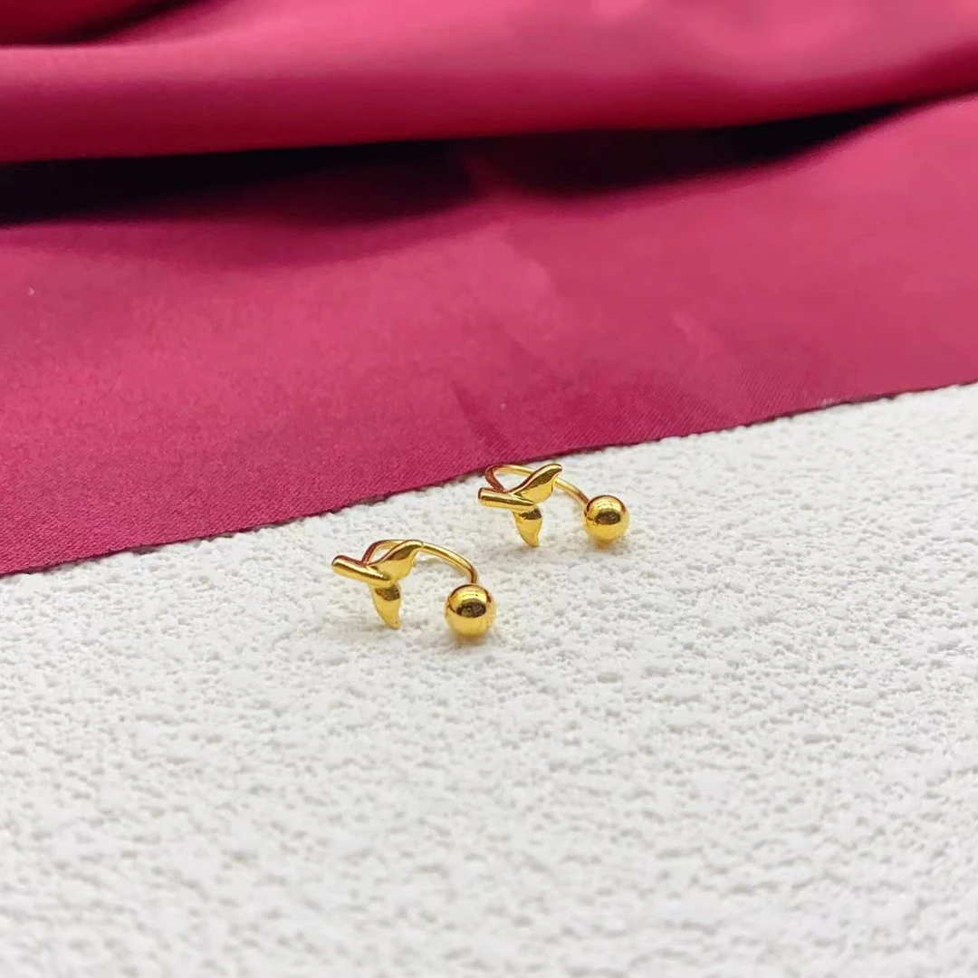 【木韵阁】足金999 黄金5G鱼尾U型耳钉 2 2.0