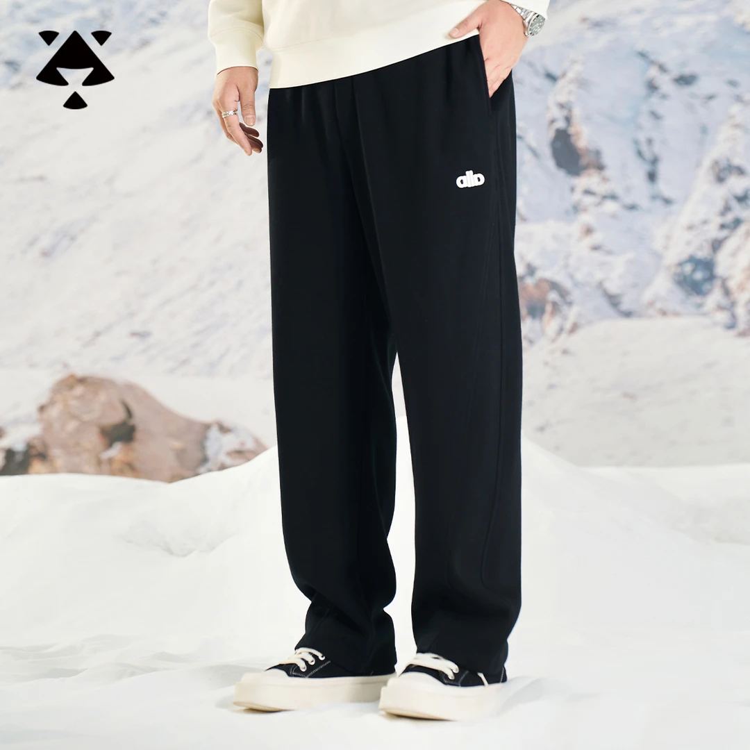 【加绒加厚菱形档弯刀裤】森老板大码男装冬季长裤宽松显瘦休闲裤子