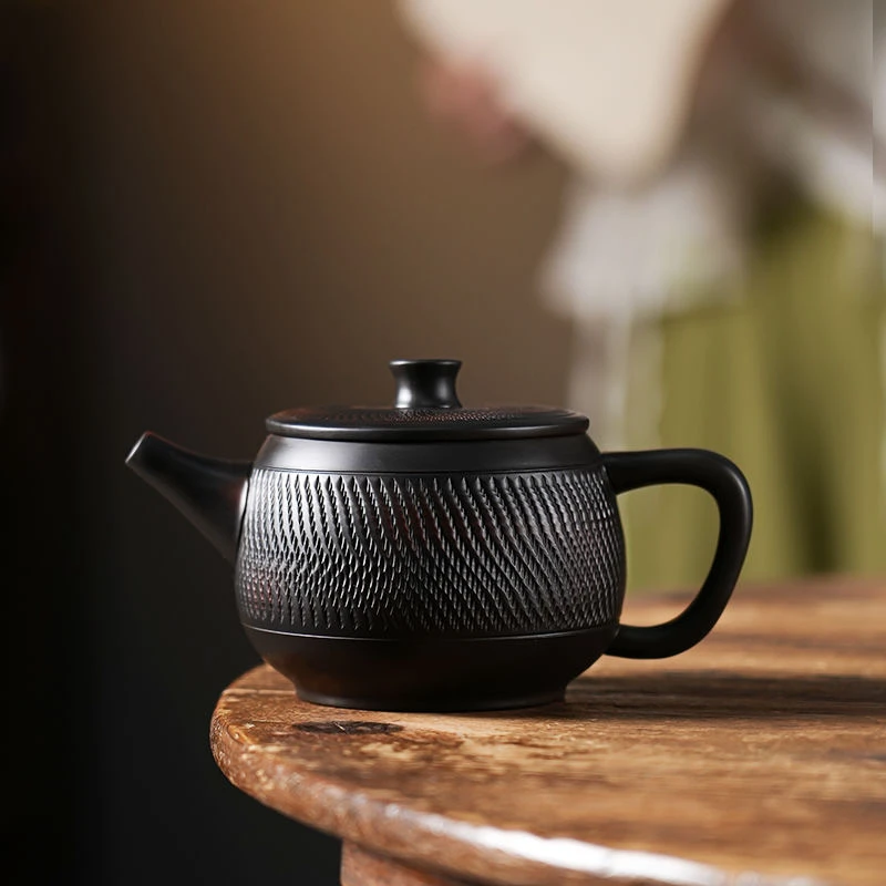 紫陶大容量汉瓦壶纯手工复古中式跳刀高档茶道大号功夫茶具
