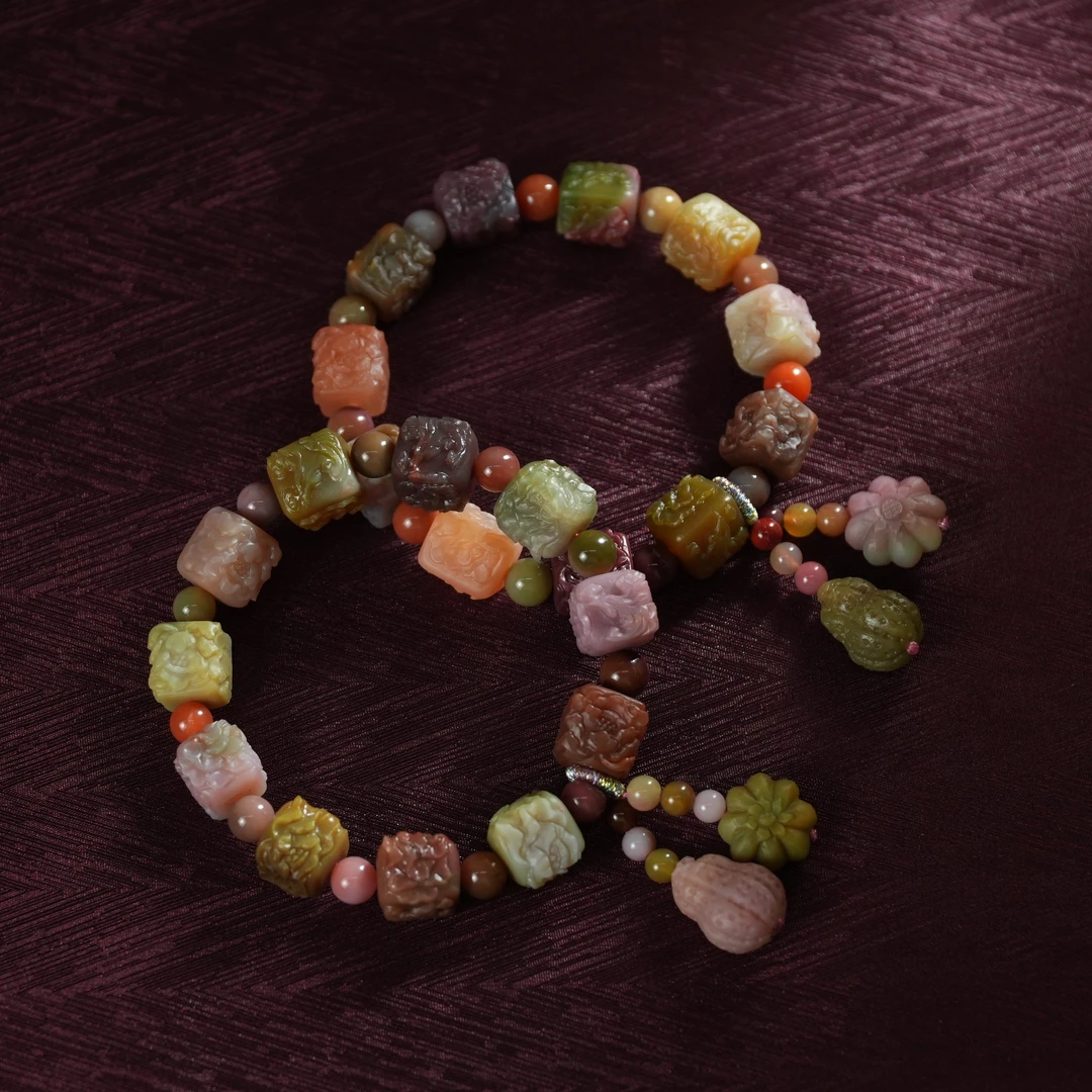 【老掌柜】盐源玛瑙雕刻手串/DPH062462/多样性发一