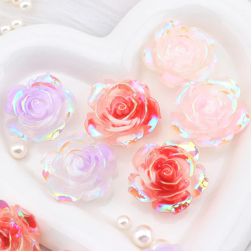 30朵 混装电镀晕染马贝夜光玫瑰花34毫米