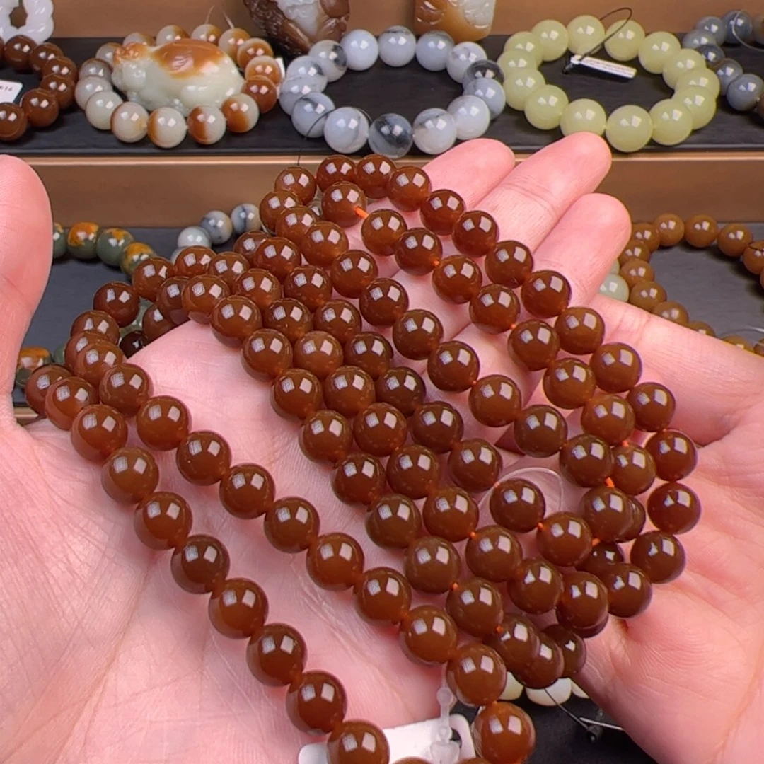 和田玉未镶嵌手链色标红糖卡8 108