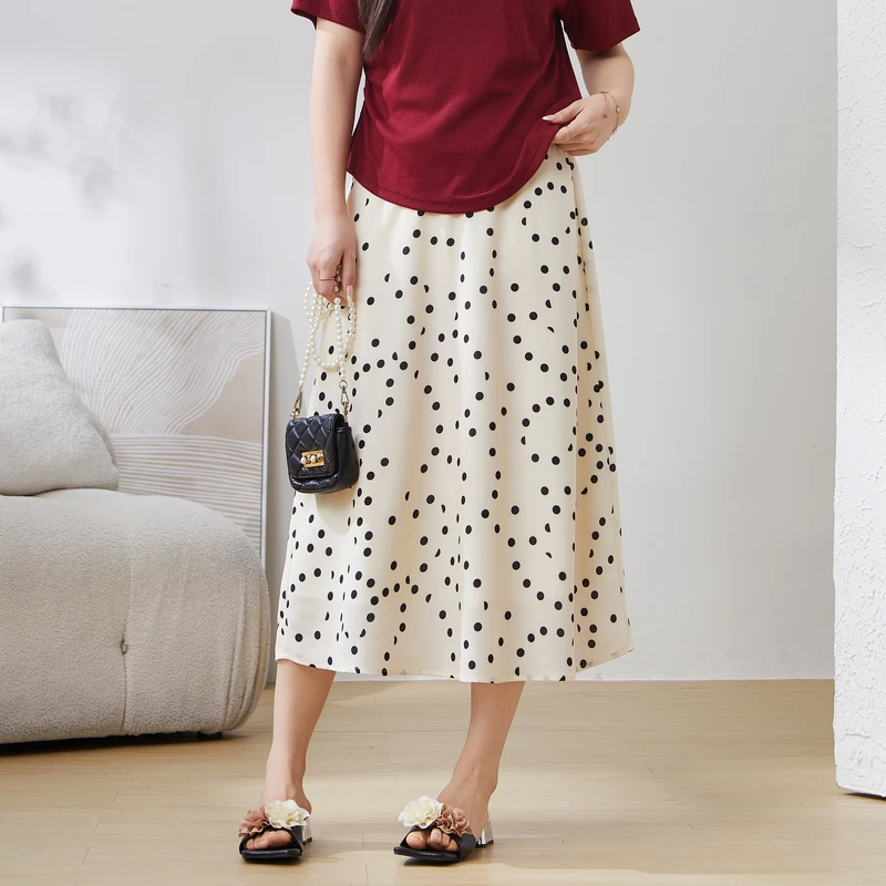 采多宝大码女装法式高级感波点A字半身裙 EXBQ5095