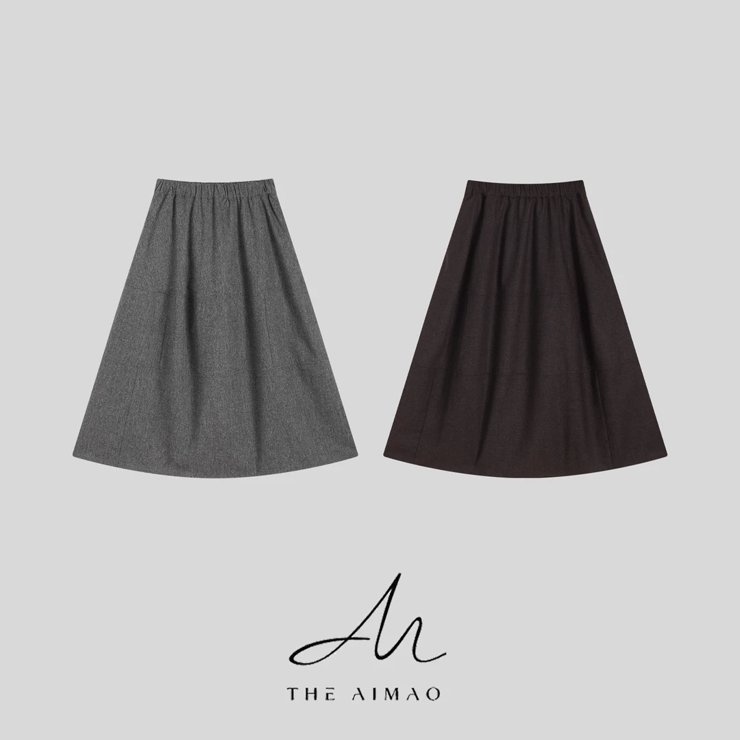 【THE AIMAO】“气球裙”羊毛混纺毛呢料百搭显瘦花苞半身裙XYX82790