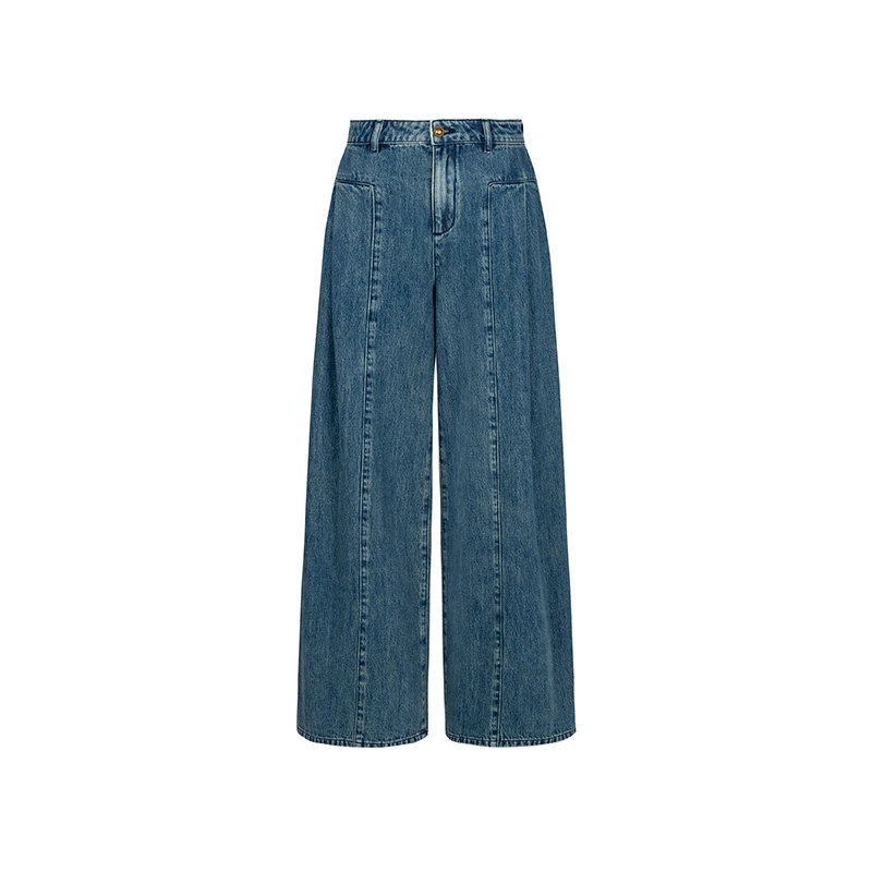 设计师女装2025秋季新款牛仔裤气质时尚潮流高腰显瘦阔腿裤41595