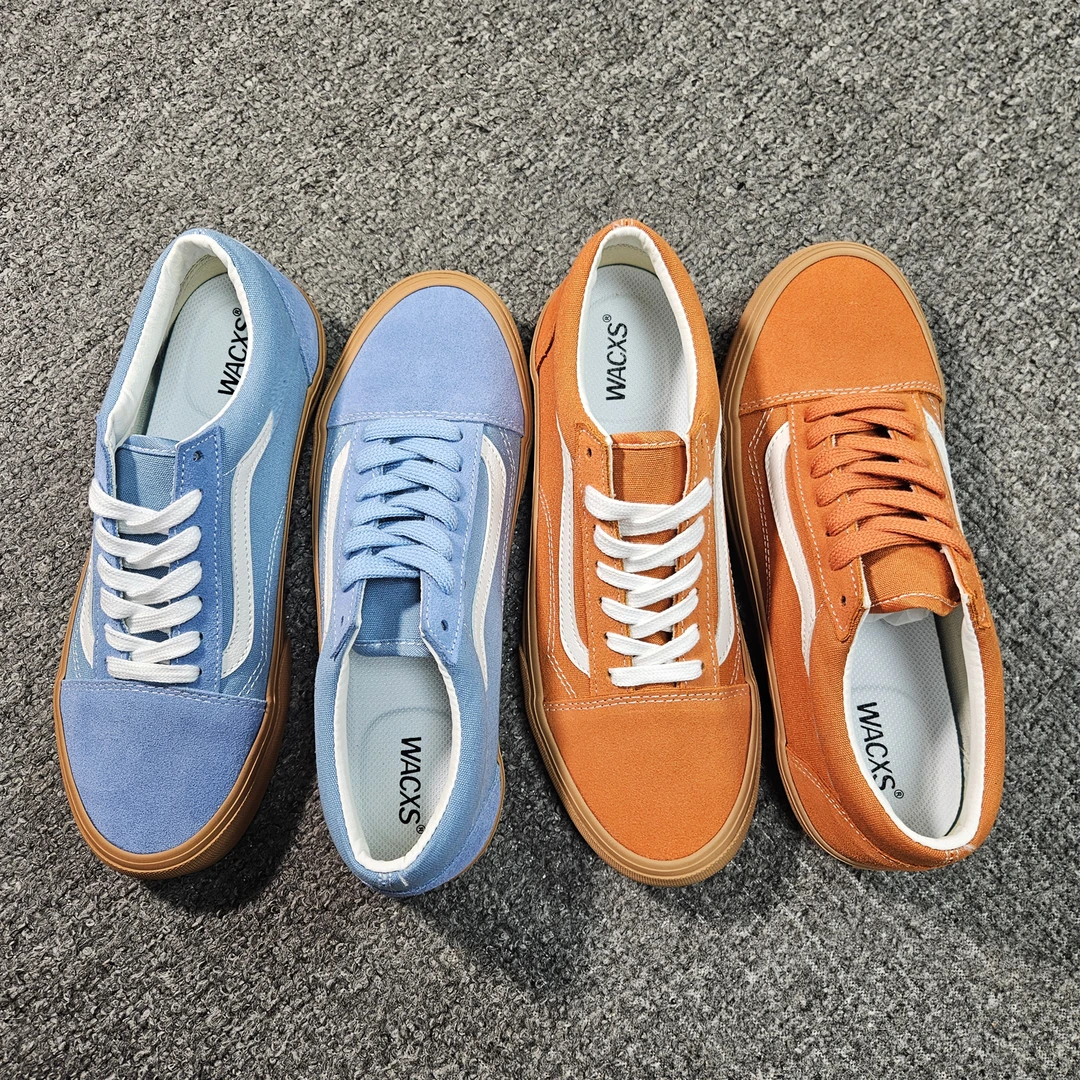 奶油蓝复古橙低帮美式复古板鞋休闲鞋男女百搭真皮反绒皮韩版潮鞋