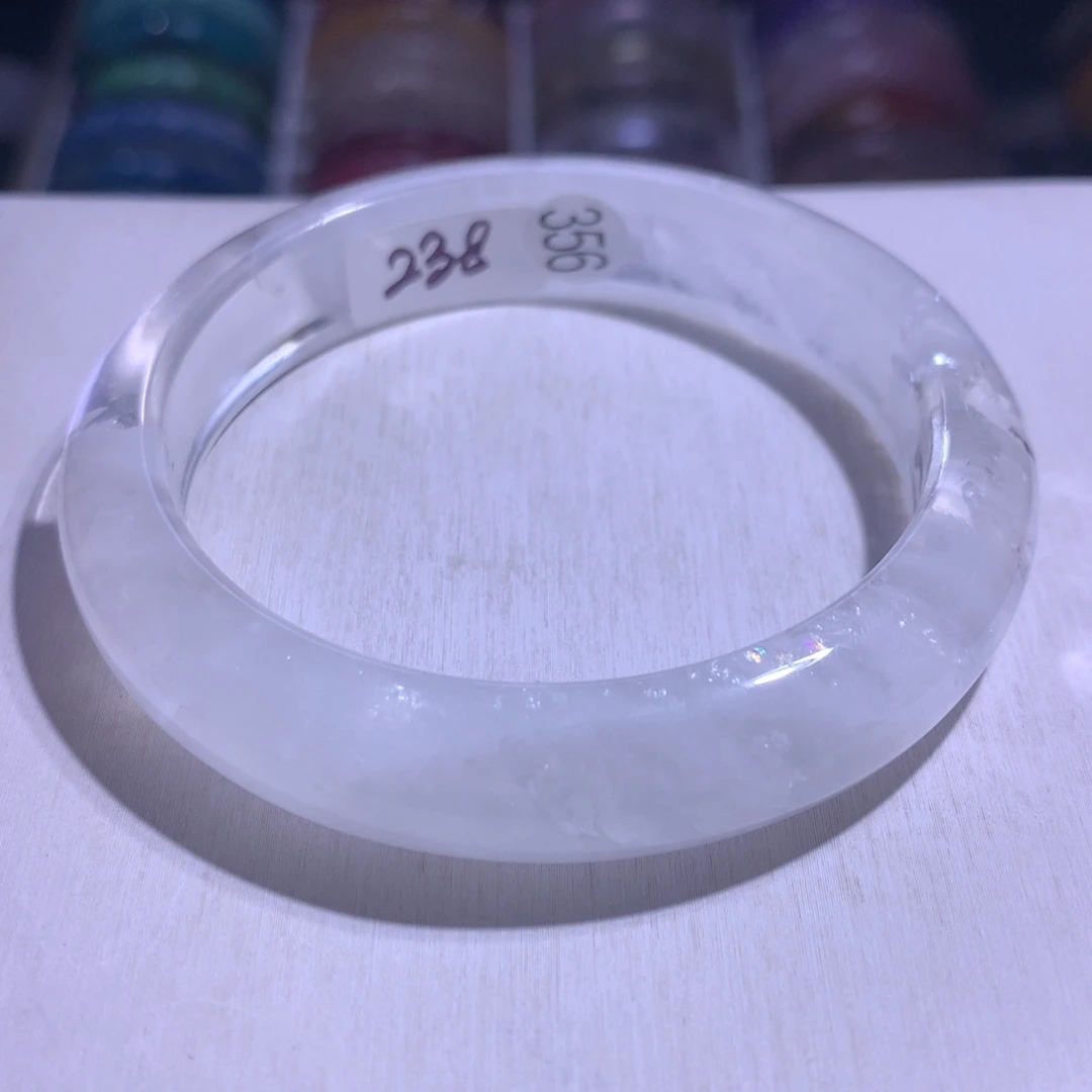 水晶手镯银S925镶嵌彩虹幽灵60圈356