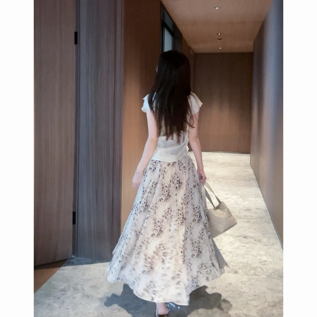 【痘痘私服】|【光影共舞】淡人系豹纹印花不规则半身裙