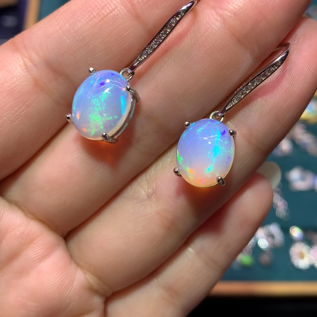 银S925镶嵌欧泊耳钉款式