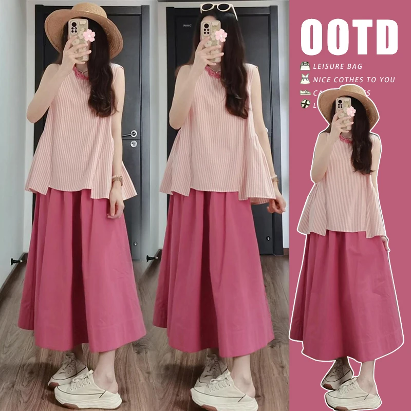 R292#3.10 夏季新款活力多巴胺洋气减龄时尚潮妈套装