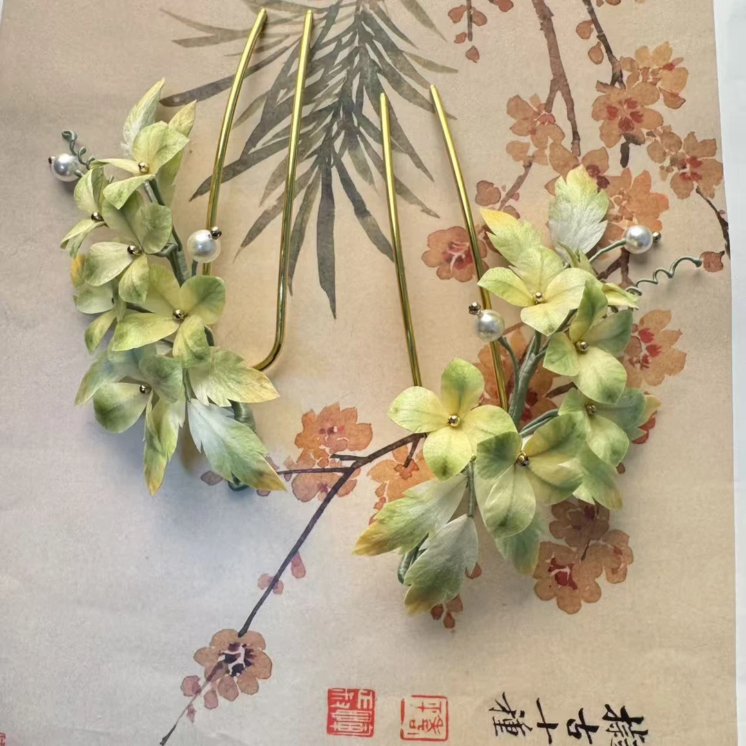 麦光光古风发饰绒花发簪 手工制作默认微瑕
