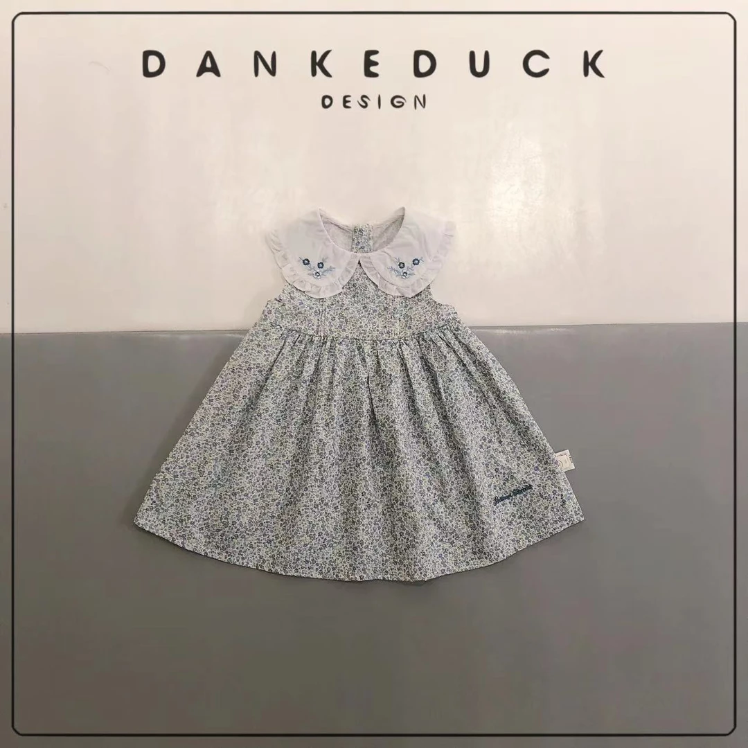 BH-404141-（面包）女童超美时尚百搭气质薄款清新小碎花连衣裙