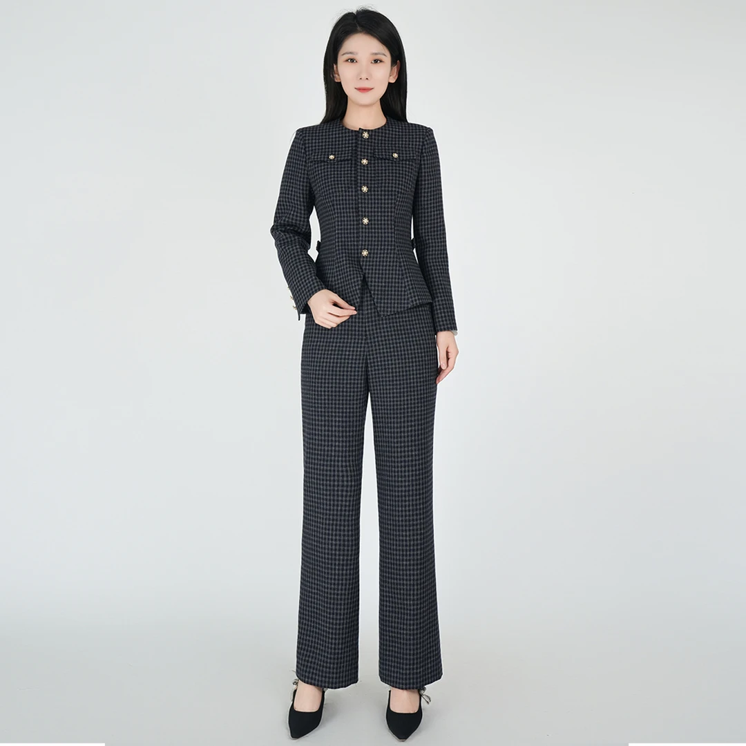 【高定系列】浒城古娘千鸟格西服云山晓套装HCSS050715+HCSS050716