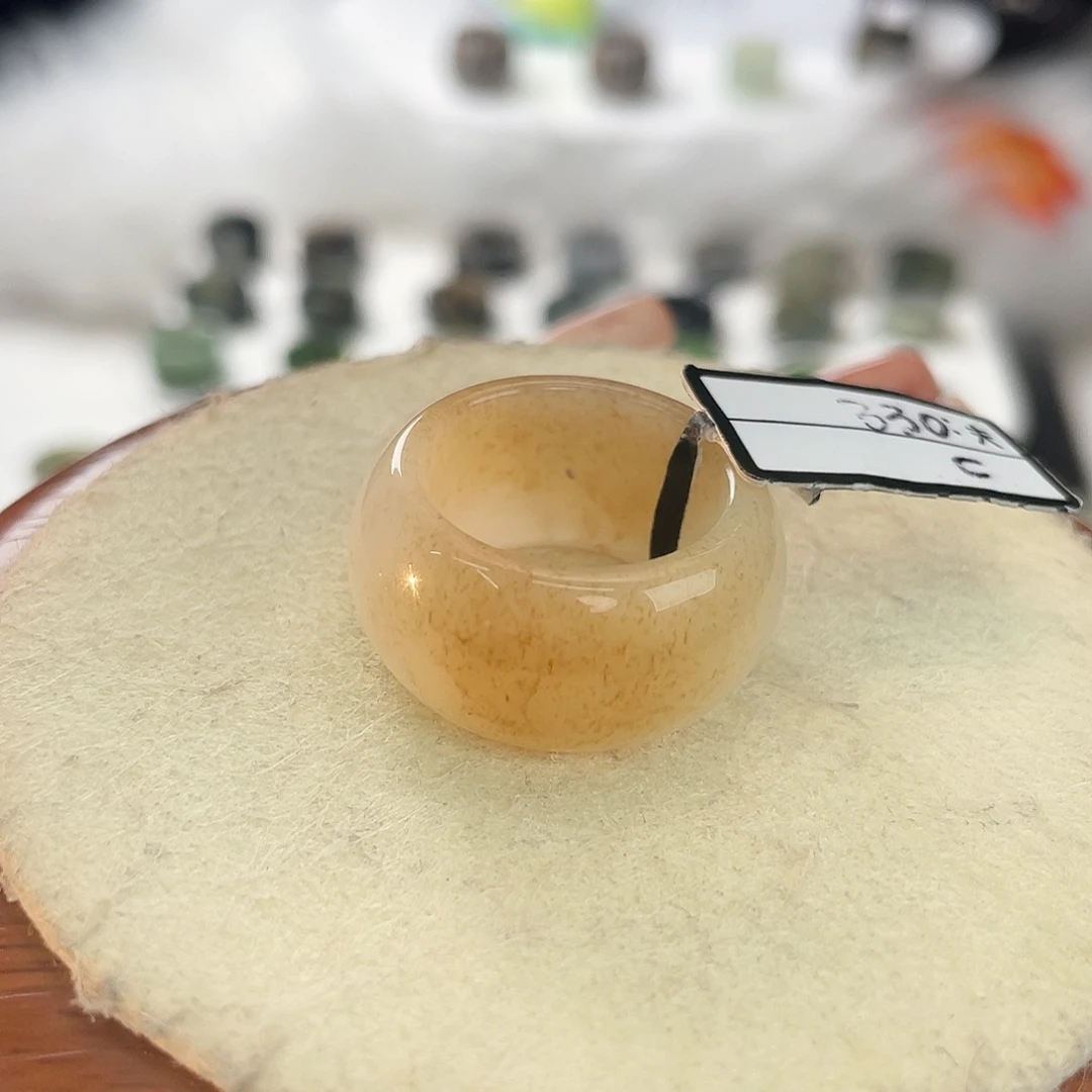 和田玉未镶嵌戒指c40 金桂花糖墩墩18.2