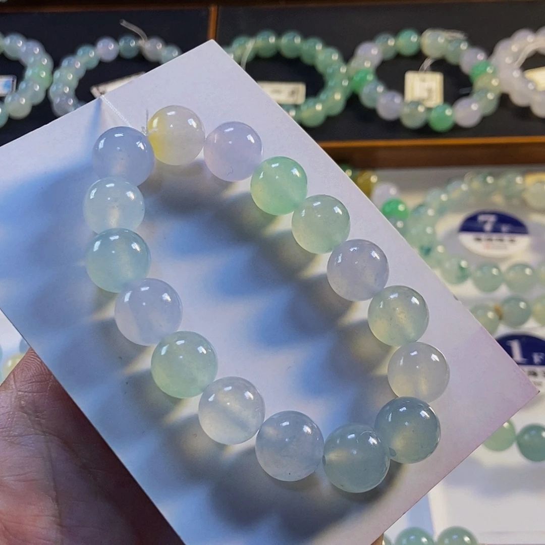 定制翡翠未镶嵌翡翠手串卡12+