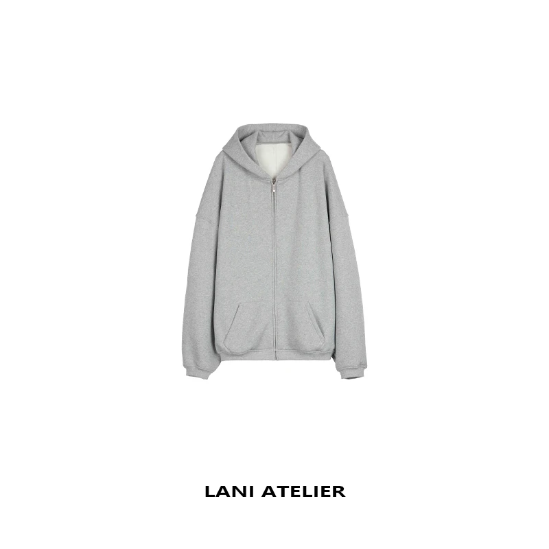 LANI ATELIER丨男友风纯棉宽松廓形连帽卫衣外套