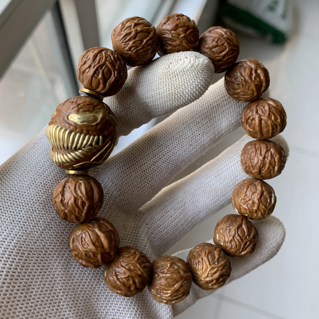 紫金鼠雕刻毒液猛男文玩手串单圈素串