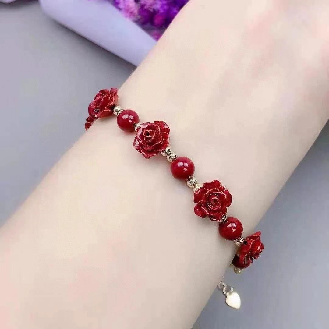 含辰砂工艺品天然朱砂，高含量！玫瑰花之恋！一路生花！